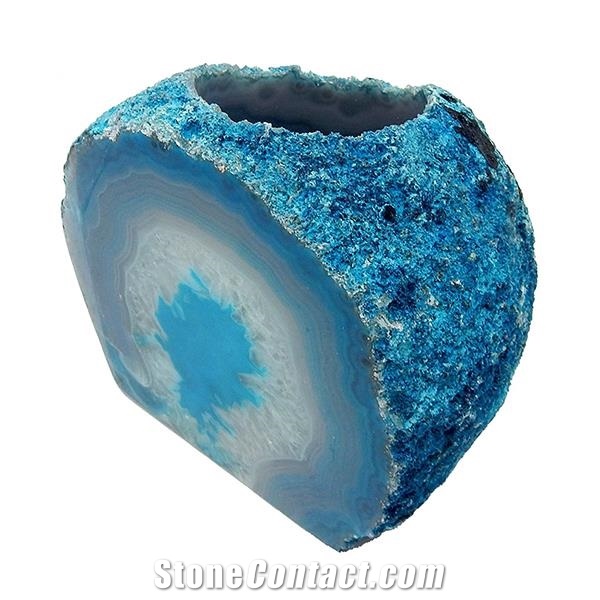 Practical Luxurious Rock Paradise Blue Agate Stone Bookends