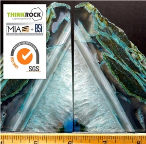 Sophisticated Natural Green Edge Center Blue White Agate Bookends