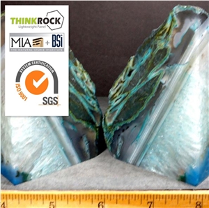 Sophisticated Natural Green Edge Center Blue White Agate Bookends