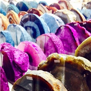 Striking Depth Natural Wrap Solid Purple Agate Stone Bookends