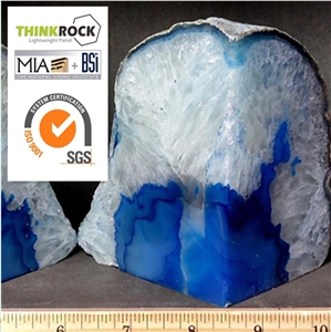 Stylish Appeal Center Pure Blue White Agate Geode Bookends