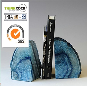 Stylish Appeal Natural Polished Blue Agate Geode Bookends