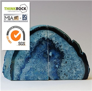 Stylish Appeal Natural Polished Blue Agate Geode Bookends