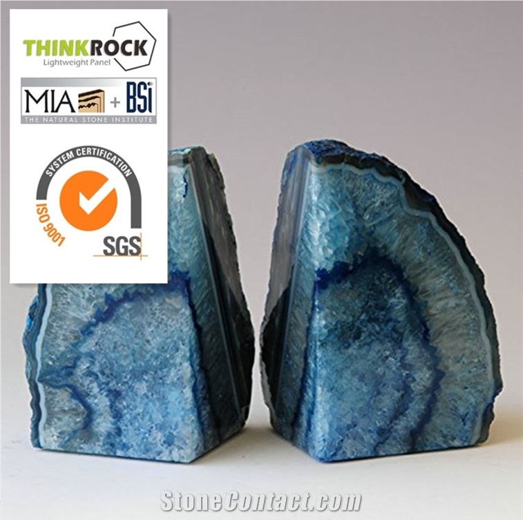 Stylish Appeal Natural Polished Blue Agate Geode Bookends