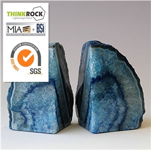 Stylish Appeal Natural Polished Blue Agate Geode Bookends