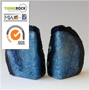 Stylish Appeal Natural Polished Blue Agate Geode Bookends