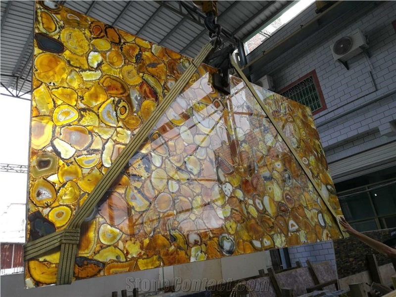 Yellow Agate Slabs/Semi-Precious Slabs/Semiprecious Tiles/Gemstone