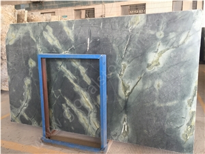 Luxury China Peacock Green Quartzite Slabs Tiles Interior Decoration