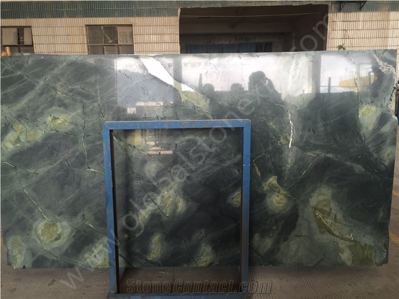 Luxury China Peacock Green Quartzite Slabs Tiles Interior Decoration