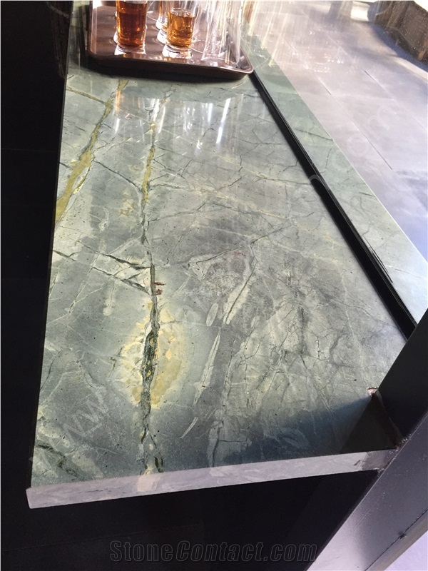 Luxury China Peacock Green Quartzite Slabs Tiles Interior Decoration