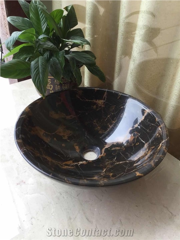 Absolute Black Marble Basin,Nero Marqutino Marble Basin,Round Basin