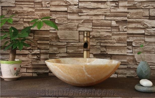 China Beige Onyx Basin,Honey Onyx Stone Wash Bowls,Onyx Wash Basin