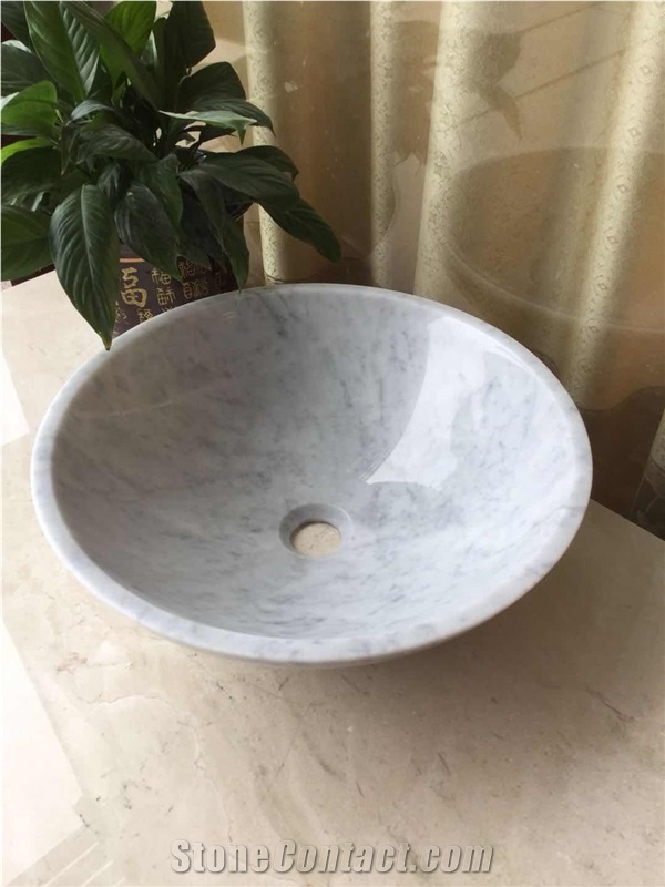 White Round Bowls,Cararra White Round Bowls,Stone Wash Basins