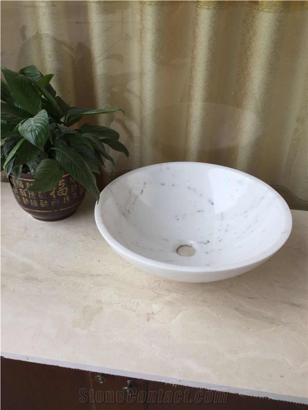 White Round Bowls,Cararra White Round Bowls,Stone Wash Basins