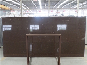 Crystal Brown Color Quartz Stone Slabs 2cm with High Quality