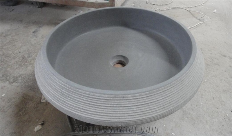 Andesite Grey Bush-Hammer Bathroom Sinks Basins,Round Basins