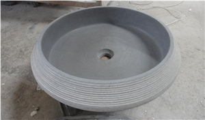 Andesite Grey Gray Bush-Hammer Round Basins,Vessel Sinks,Wash Bowls
