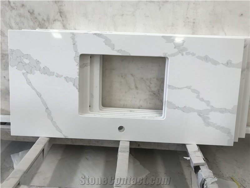 Bianco Calacatta White Quartz Bathroom Vanity Tops,Bath Tops
