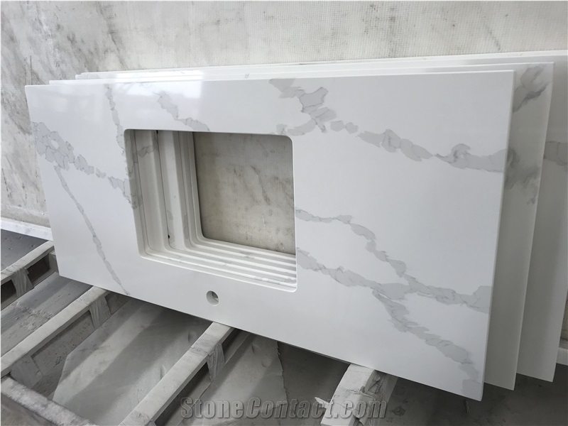 Bianco Calacatta White Quartz Bathroom Vanity Tops,Bath Tops