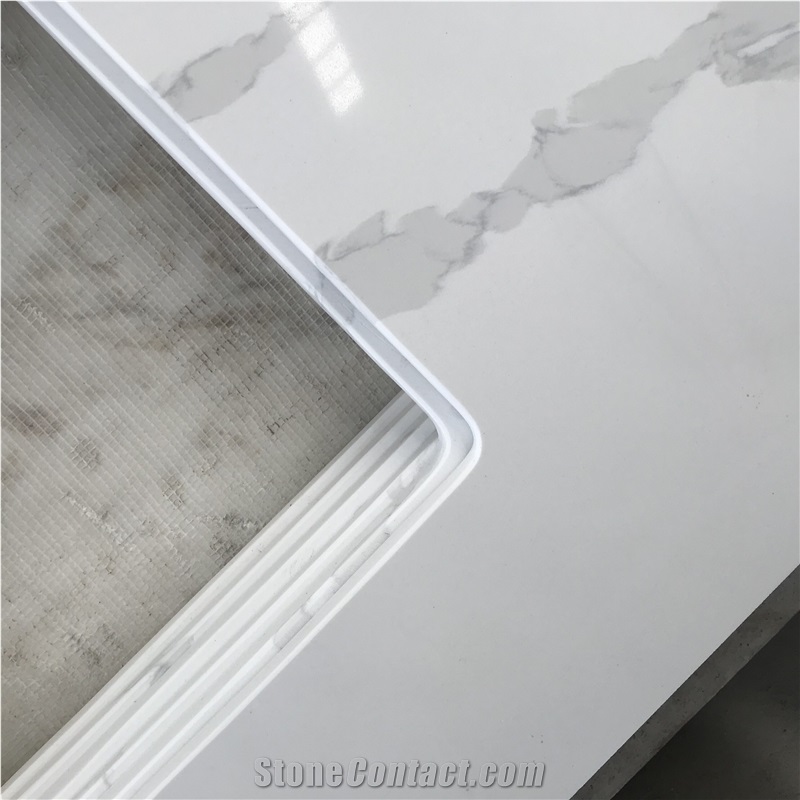 Bianco Calacatta White Quartz Bathroom Vanity Tops,Bath Tops