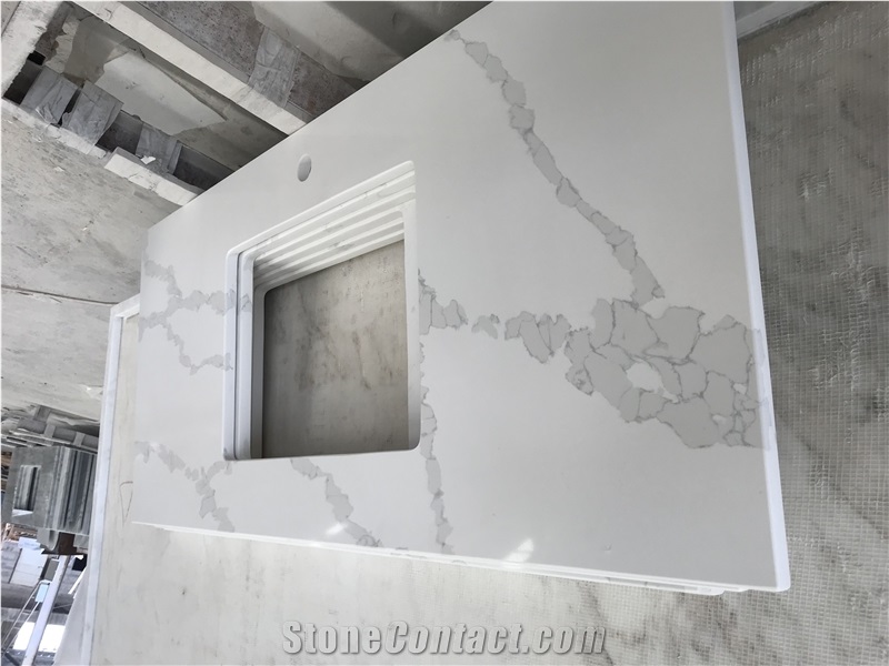 Bianco Calacatta White Quartz Bathroom Vanity Tops,Bath Tops
