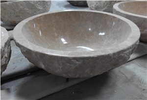 Emperador Light Beige Marble Round Bathroom Basins 43x43x14,Wash Bowls Emperador Light Beige Marble Round Bathroom Basins 43x43x14,Wash Bowls