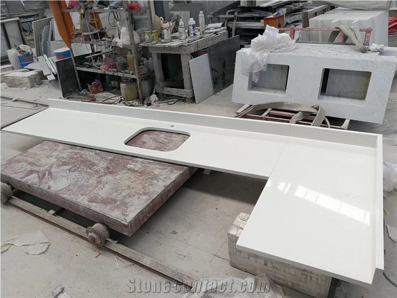 Galaxy White Quartz Kitchen Countertops,Islands Top