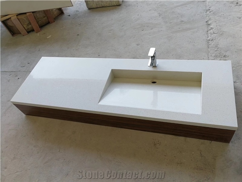 Galaxy White Quartz Square Bathroom Countertops,Vanity Tops
