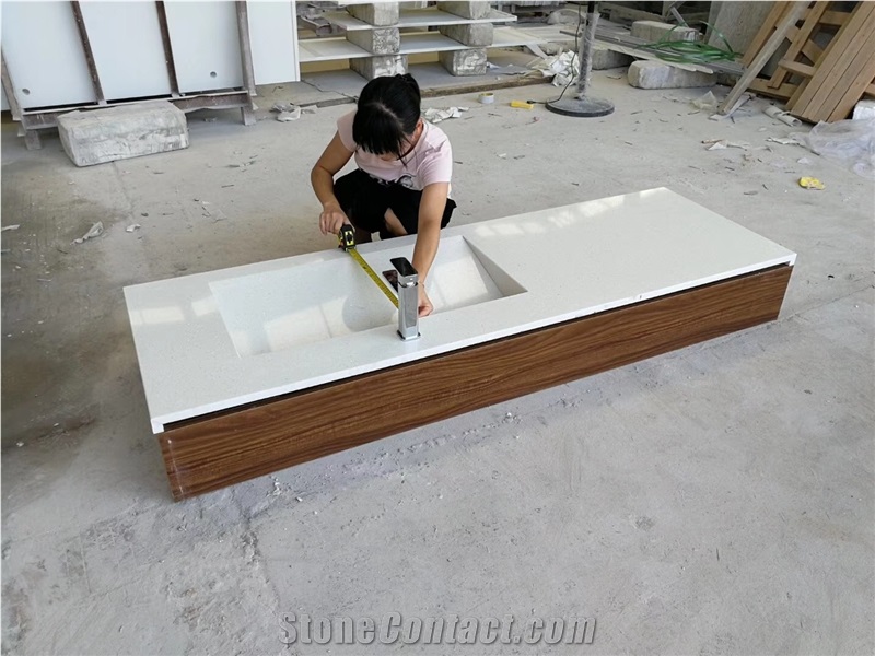 Galaxy White Quartz Square Bathroom Countertops,Vanity Tops