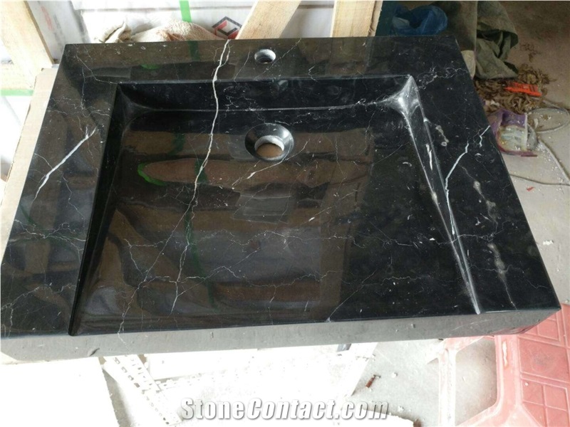 Marquina Black Marble Square Bathroom Sinks,Wash Basins