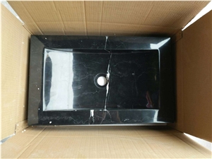 Marquina Black Marble Square Bathroom Sinks,Wash Basins