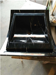 Marquina Black Marble Square Bathroom Sinks,Wash Basins