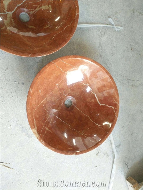 Red Orange Round Bathroom Basins,Wash Bowls,For Hotel Decorations