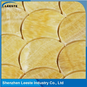 12" 3/8"Creative Design Honed Finished Fan Shape Honey Onyx Mosaic