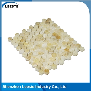 12 Factory Wholesale Regular Hexagon Honey Onyx Honed Mosaic