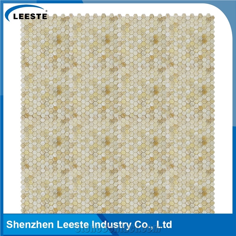 12 Factory Wholesale Regular Hexagon Honey Onyx Honed Mosaic
