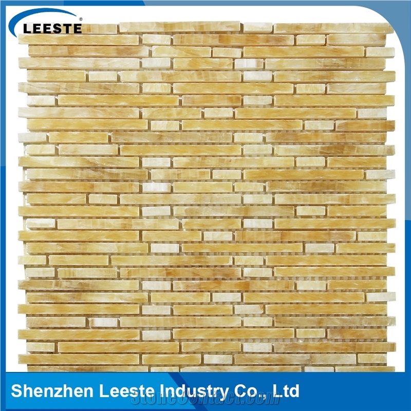 12" Supplier Design Honed Finished Linear Honey Onyx Mosaic