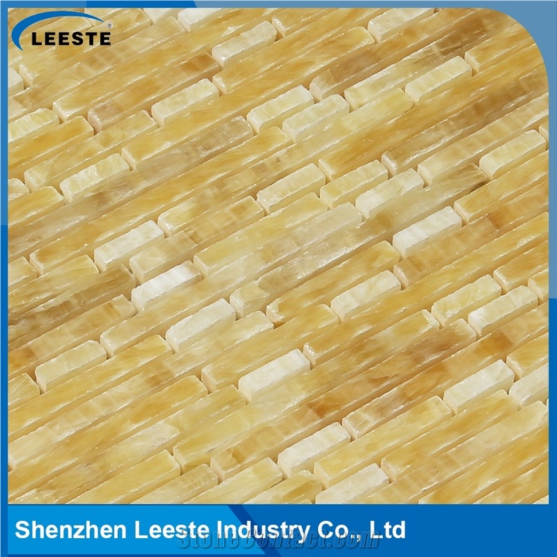12" Supplier Design Honed Finished Linear Honey Onyx Mosaic