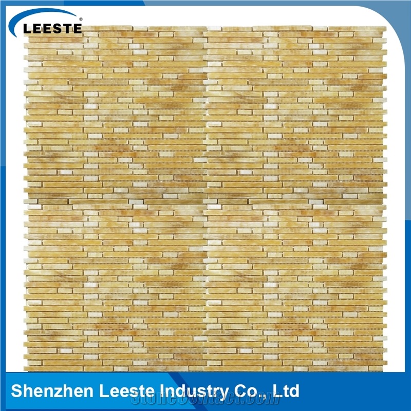 12" Supplier Design Honed Finished Linear Honey Onyx Mosaic