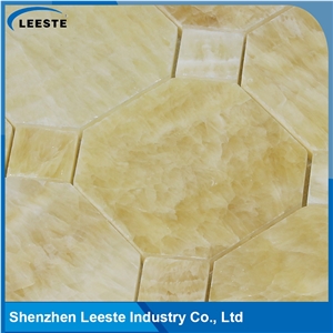3/8 Thickness Yellow Octagon with Dot Honed Honey Onyx Mosaic
