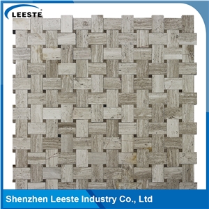Basketweave Pattern Royal White Oak 3"X3" Marble Mosaic Tiles