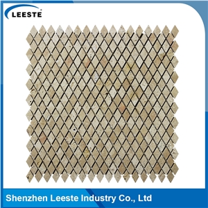 Beige/Cream Travertine Honed Diamond Mosaic Tiles