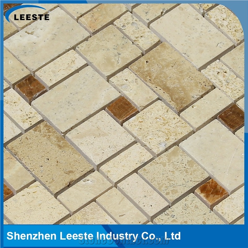 Beige/Cream Travertine Honed French Pattern/Versailles Mosaic Tiles