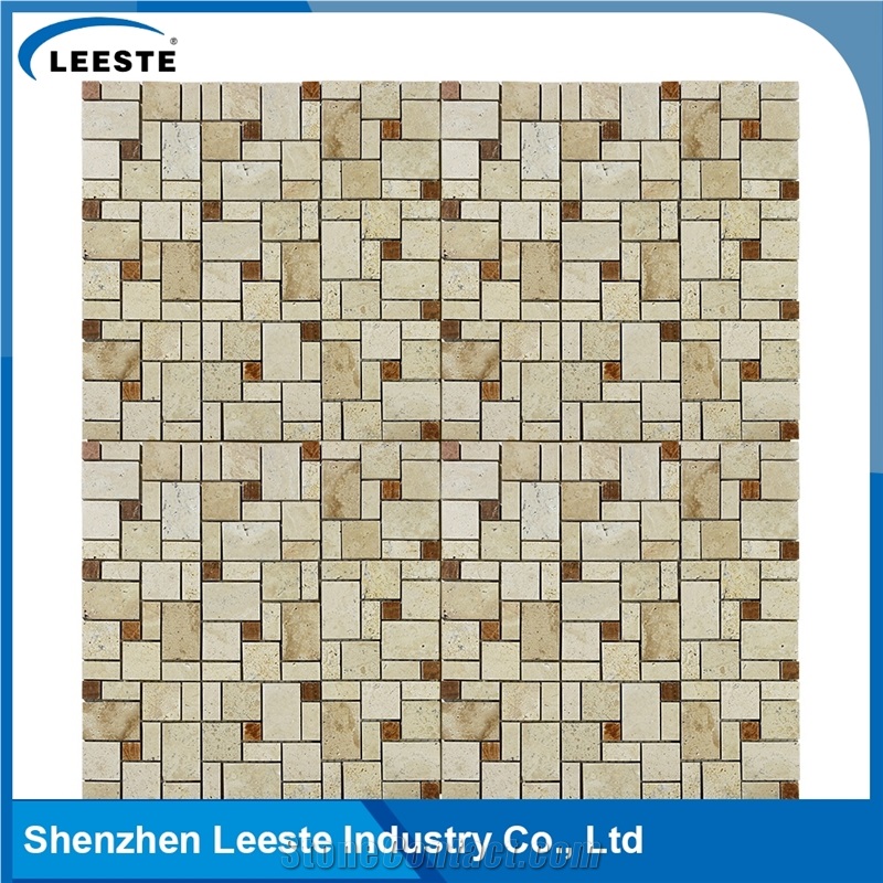 Beige/Cream Travertine Honed French Pattern/Versailles Mosaic Tiles