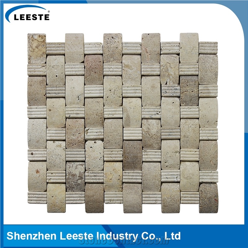 Beige Travertine Honed 3d Arched Shape Mosaic Tiles