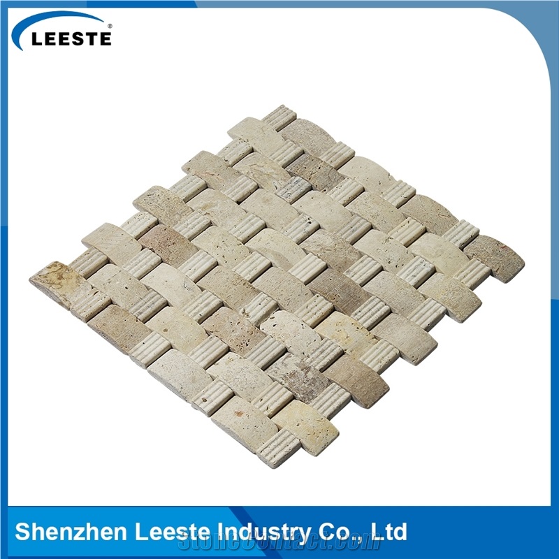 Beige Travertine Honed 3d Arched Shape Mosaic Tiles