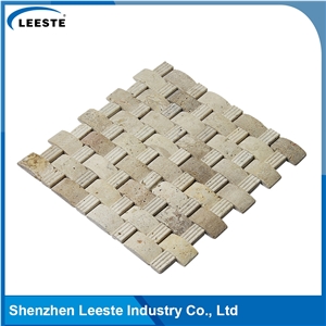 Beige Travertine Honed 3d Arched Shape Mosaic Tiles