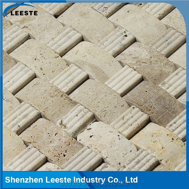 Beige Travertine Honed 3d Arched Shape Mosaic Tiles