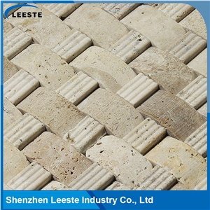 Beige Travertine Honed 3d Arched Shape Mosaic Tiles