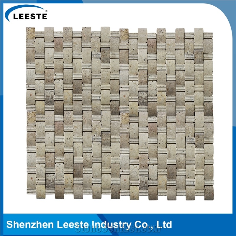 Beige Travertine Honed 3d Arched Shape Mosaic Tiles